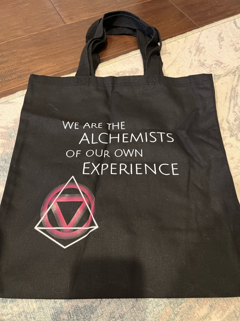 Black Graphic Tote Bag - 'Alchemists of Our Own Experience'